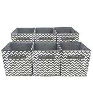 (Set of 6) Foldable Storage Cube in Chevron Gray